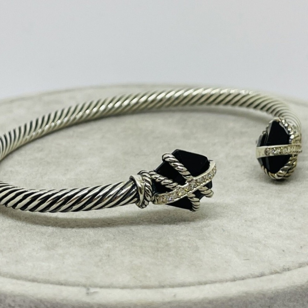 David yurman cable wrap black onyx bracelet diamonds